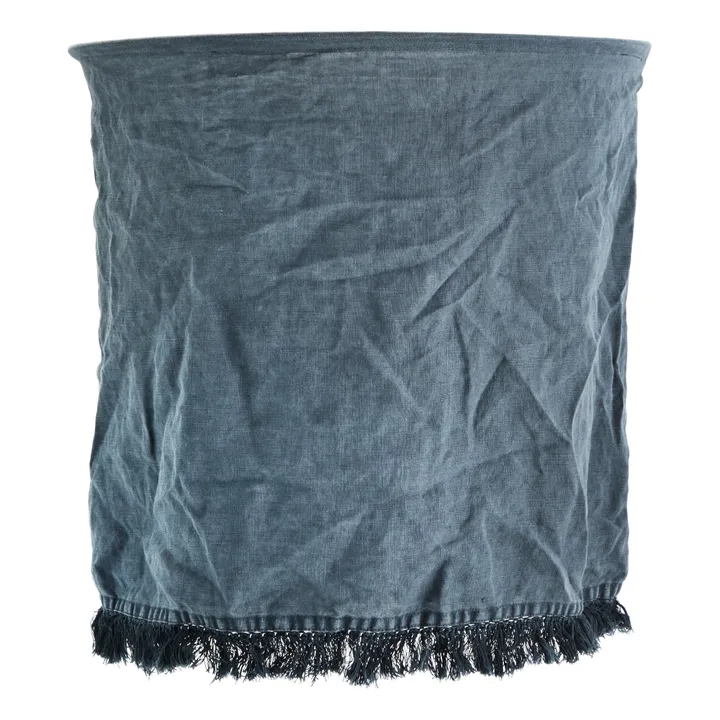 Linen Lampshade with Fringe | Grey blue- Product image n°0