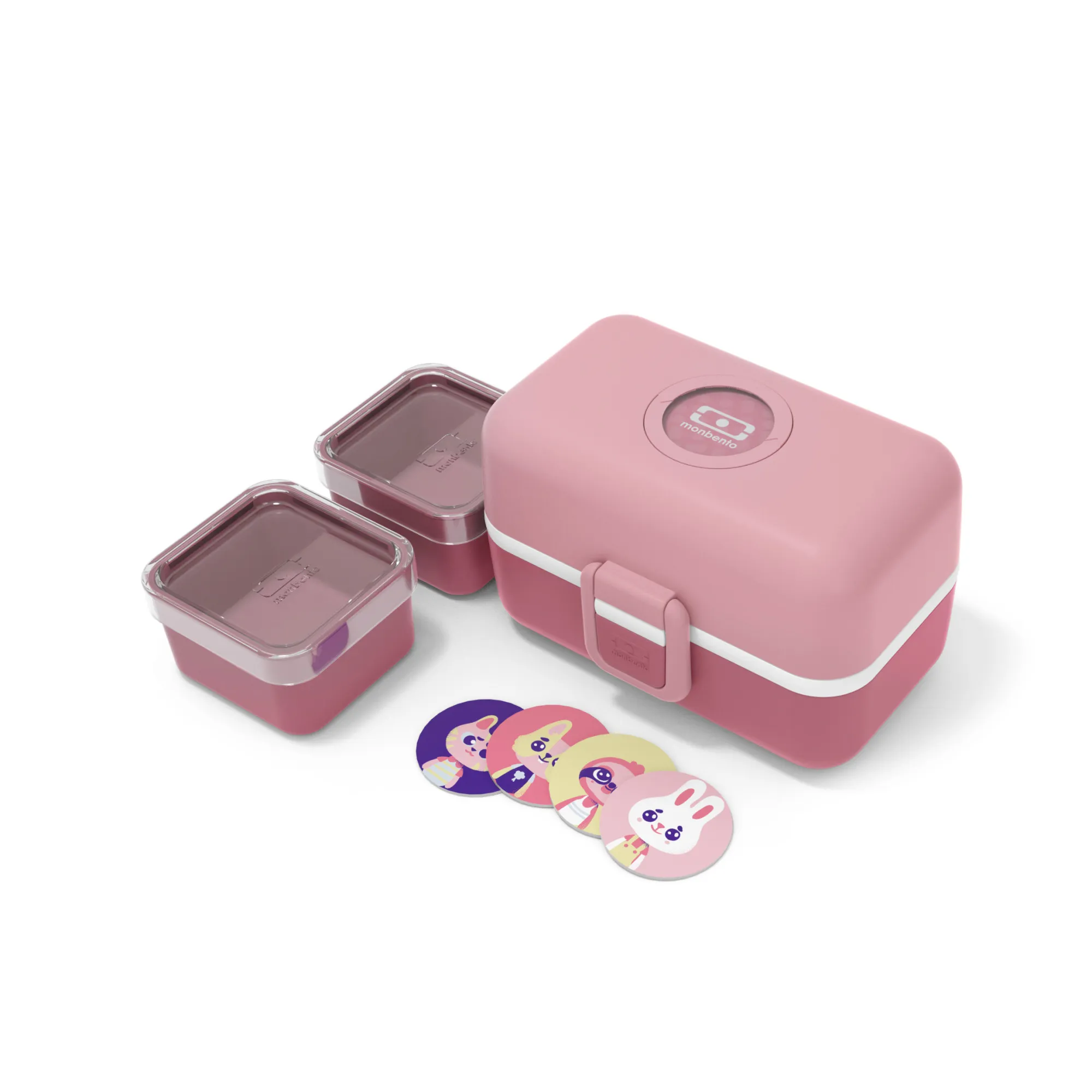 Monbento Dusty Pink Mb Tresor Kids' Modular Bento With 3 Compartments