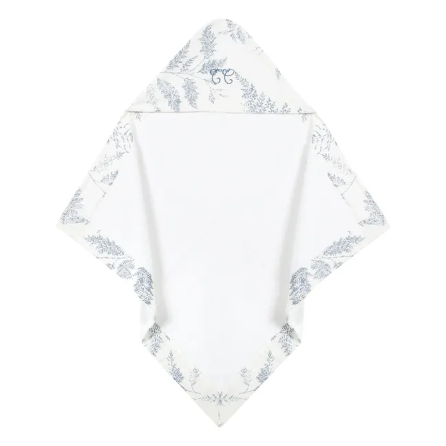 Leaf-Print Terry Cloth Hooded Bath Towel | Navy blue