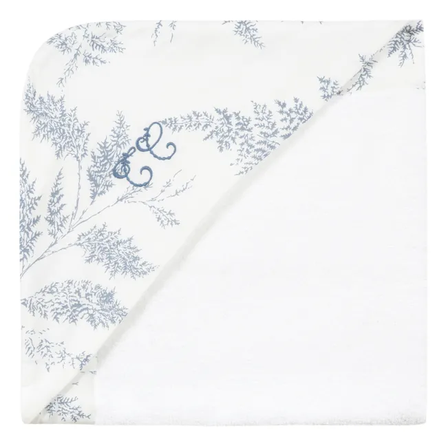 Leaf-Print Terry Cloth Hooded Bath Towel | Navy blue