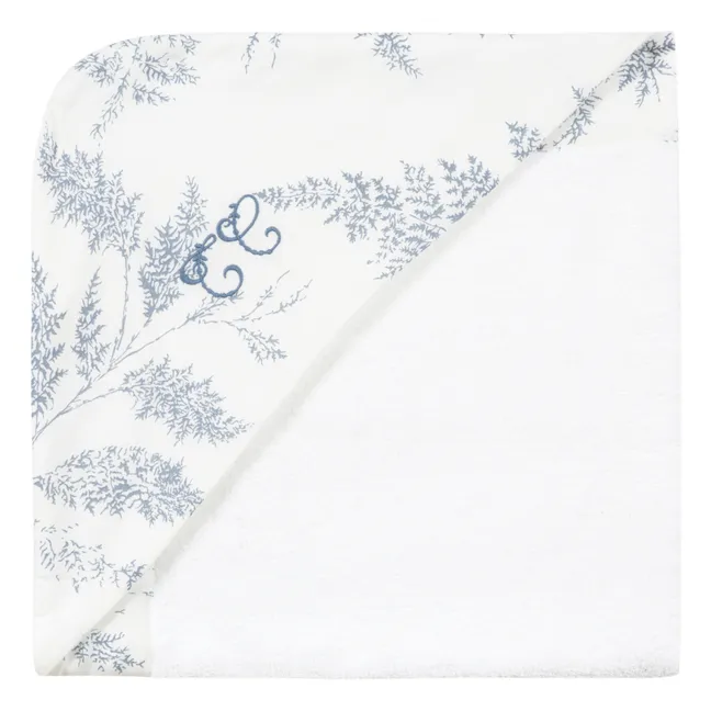 Leaf-Print Terry Cloth Hooded Bath Towel | Navy blue