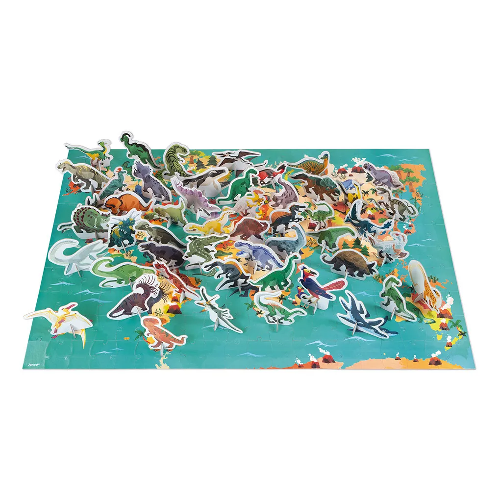 Janod Multicoloured Educational Dinosaurs Puzzle - 200 Pieces