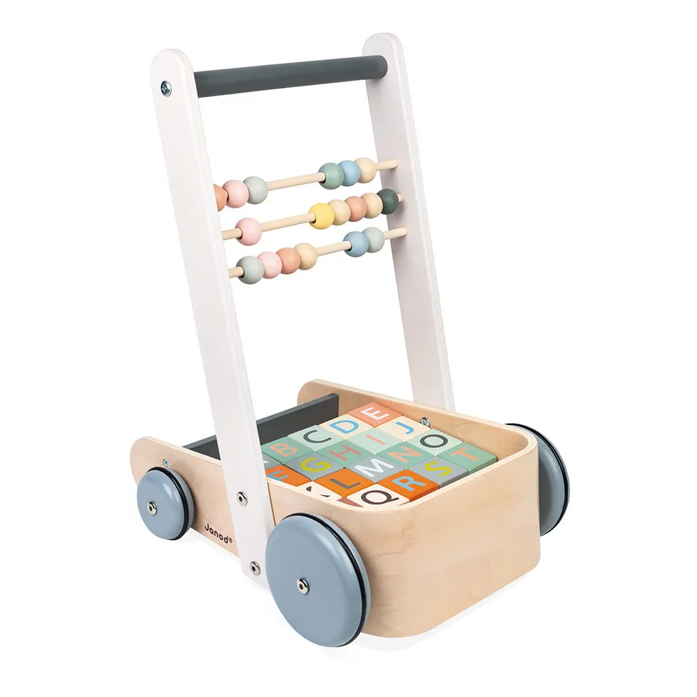 Janod Multicoloured Abacus Cart 20 Cubes