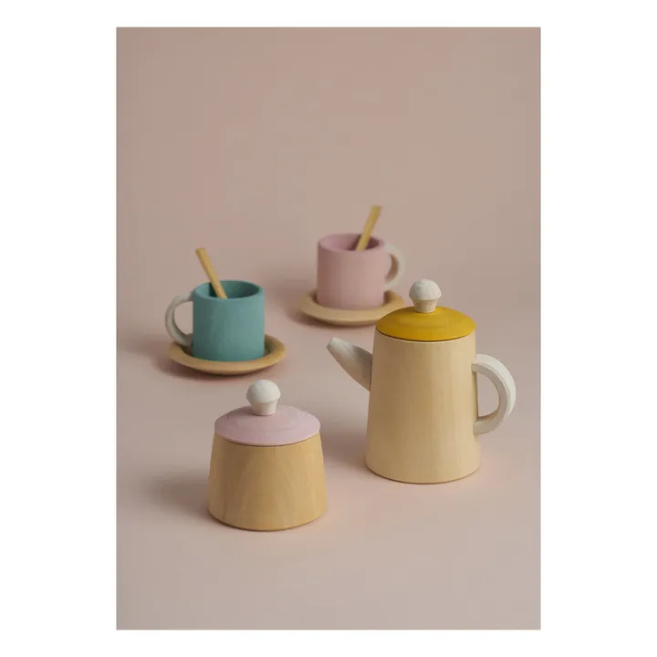 Service à thé en bois | Rose pâle- Image produit n°1