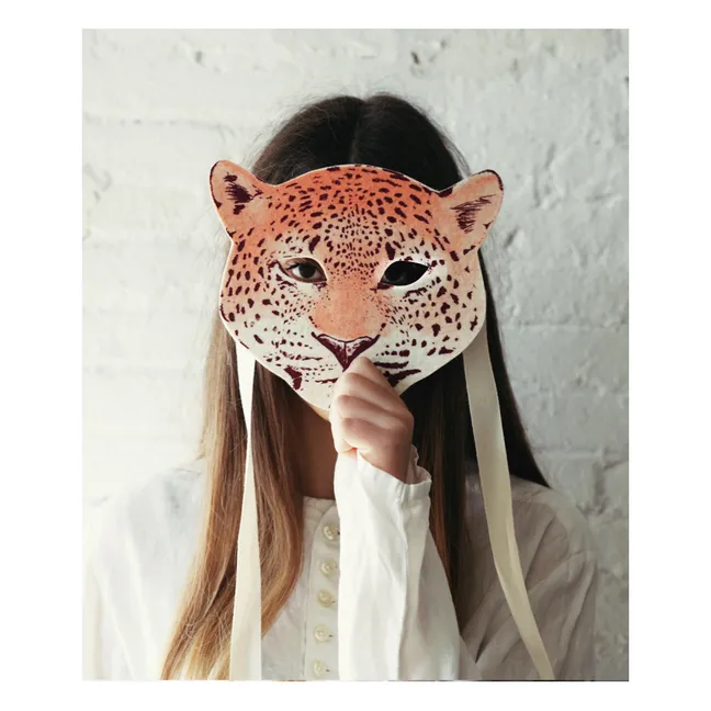Maschera in feltro Leopardo  | Arancione