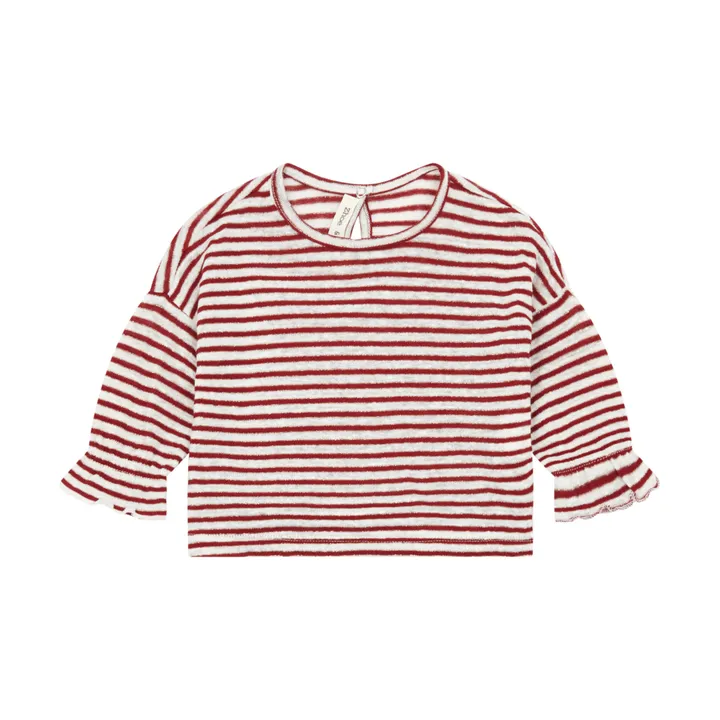 T-shirt a righe maniche lunghe in Lurex | Rosso- Immagine del prodotto n°0