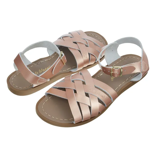 The Retro Waterproof Leather Sandals | Pink Gold