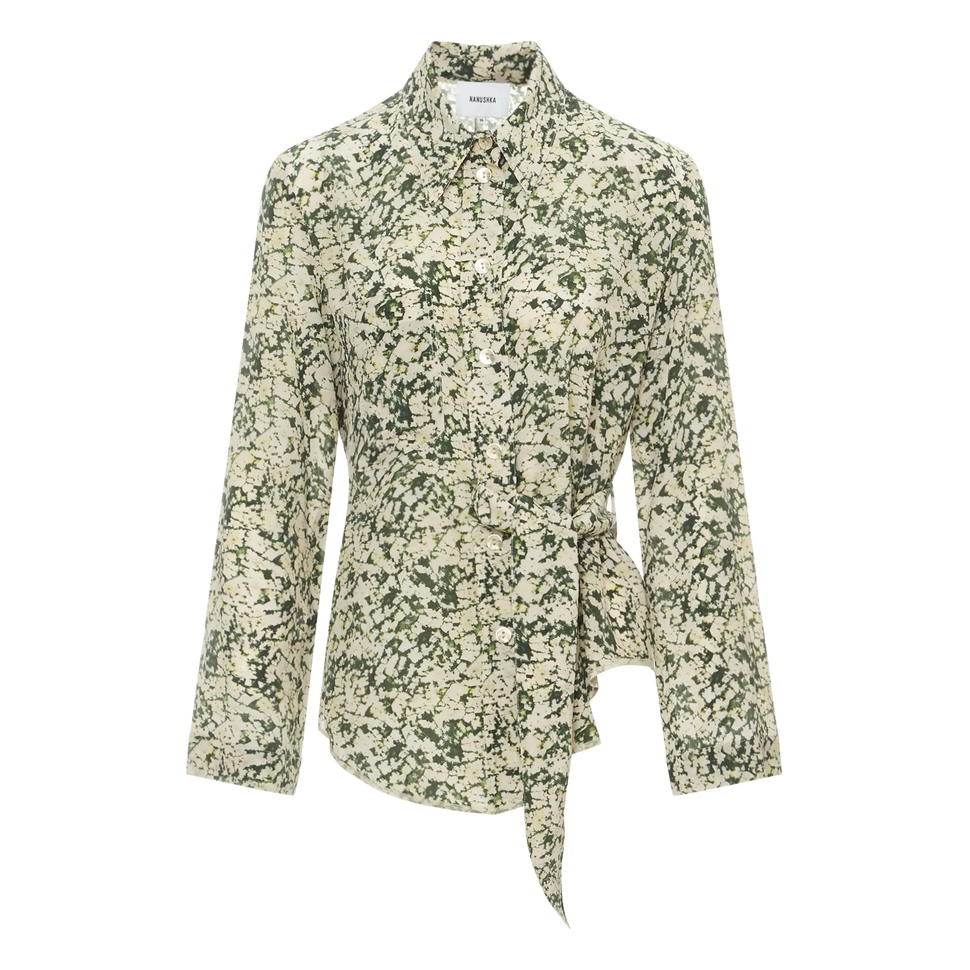 Nanushka Green Mara Silk Shirt