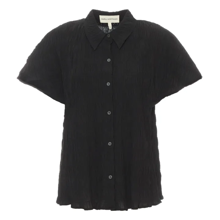 Camisa Phebe efecto plisado de algodón orgánico | Negro- Imagen del producto n°0