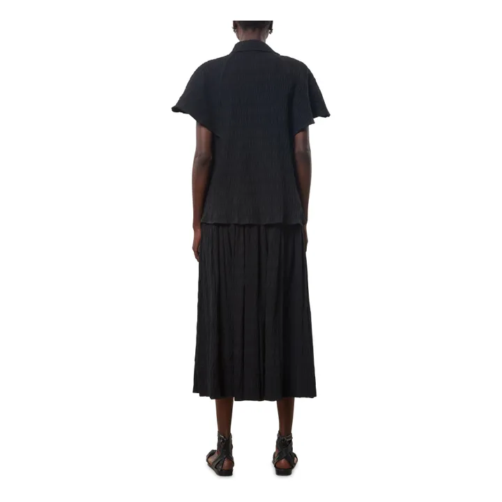 Camisa Phebe efecto plisado de algodón orgánico | Negro- Imagen del producto n°2