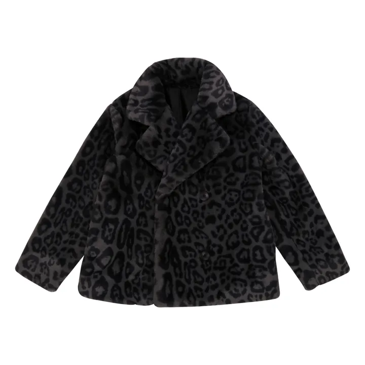 Leopard Fur Coat | Grey- Product image n°0