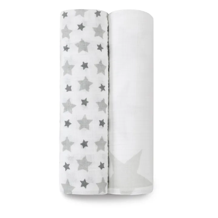 Maxi fasce neonato stampa stelle grigie - Confezione da 2- Immagine del prodotto n°0