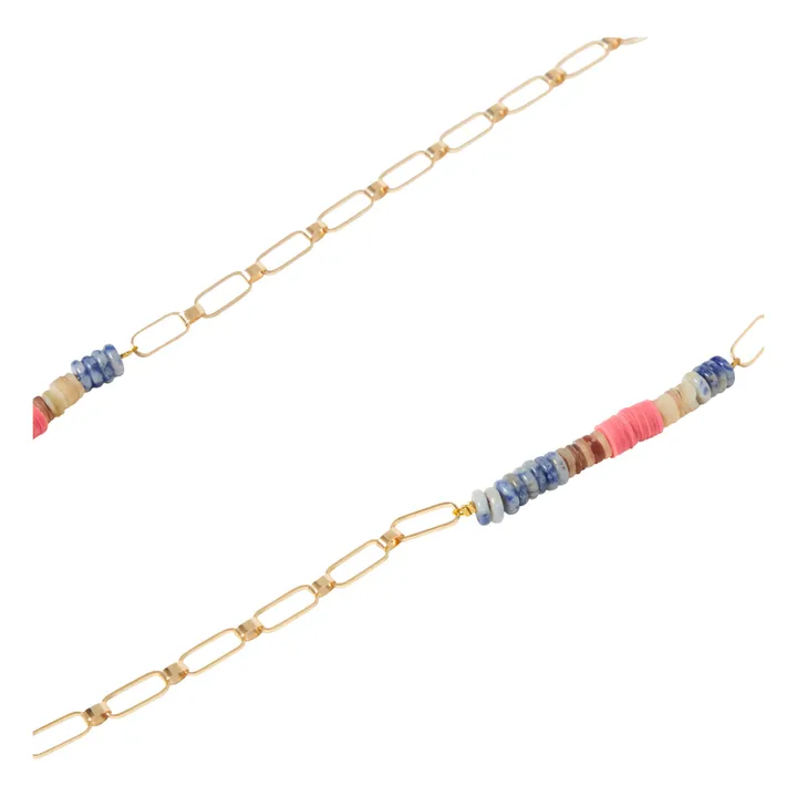 Gold Plated Heishi Necklace | Blue- Product image n°2