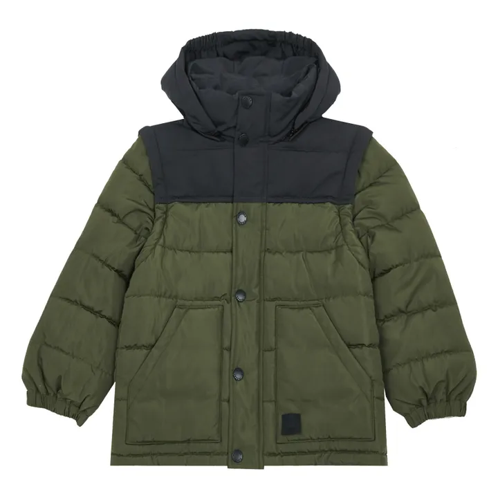 Puffer Coat, Removable Hood & Sleeves | Khaki- Product image n°0