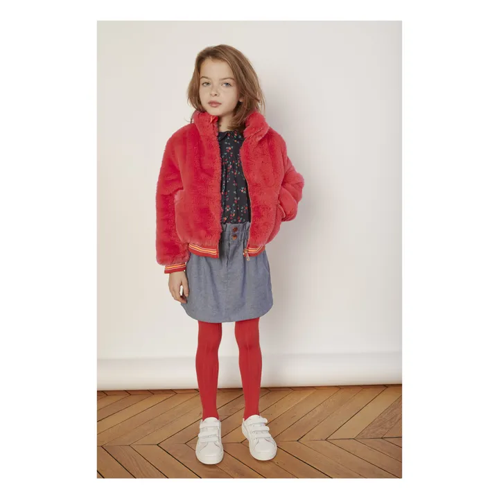 Faux Fur Jacket | Red- Product image n°1
