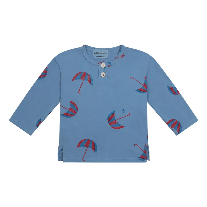 Camiseta con botones Umbrella de algodón orgánico | Azul- Imagen del producto n°0