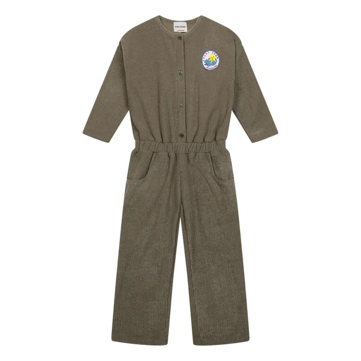 Patch Terry Cloth Playsuit | Khaki- Product image n°0