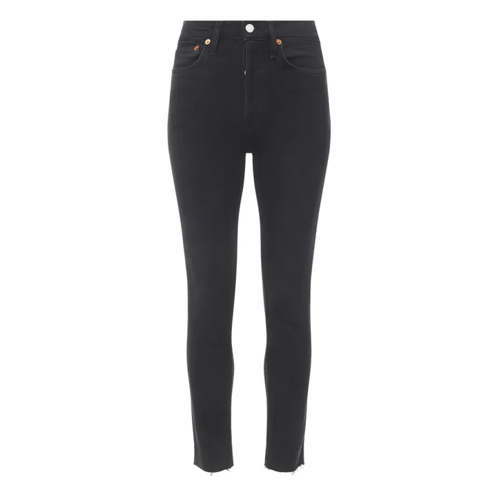 High Rise Ankle Crop Slim Leg Jeans | Faded Black- Product image n°1