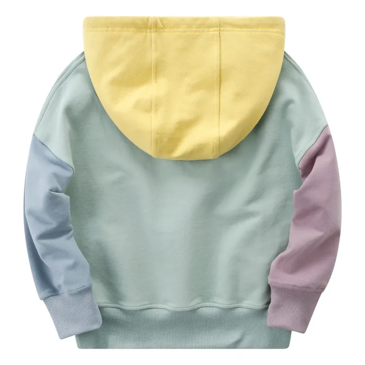 Sweatshirt mit Kapuze Colorblock | Mandelgrün- Produktbild Nr. 3