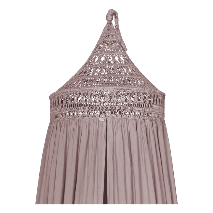 Tara Organic Cotton Crochet Bed Canopy | Dusty Pink S007- Product image n°1