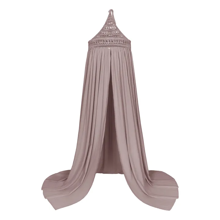 Tara Organic Cotton Crochet Bed Canopy | Dusty Pink S007- Product image n°0