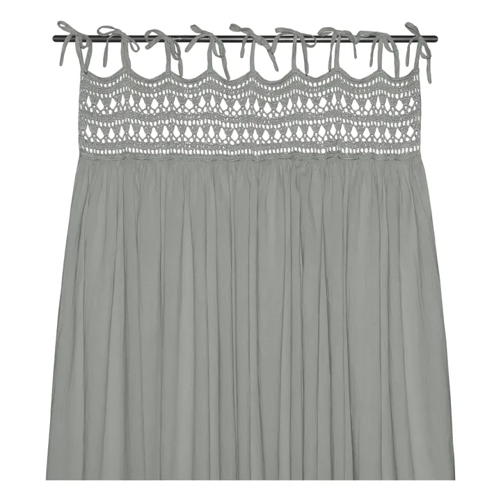 Vorhang aus Bio-Baumwolle mit Häkelteil Tara - 90x290 cm | Silver Grey S019- Produktbild Nr. 0