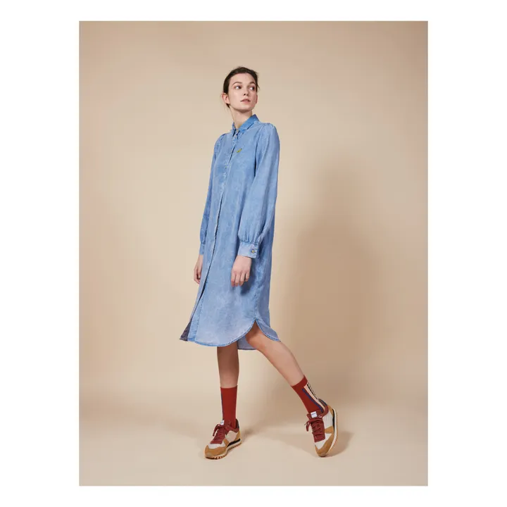 Kleid Hemd Midi Columns | Blau- Produktbild Nr. 1