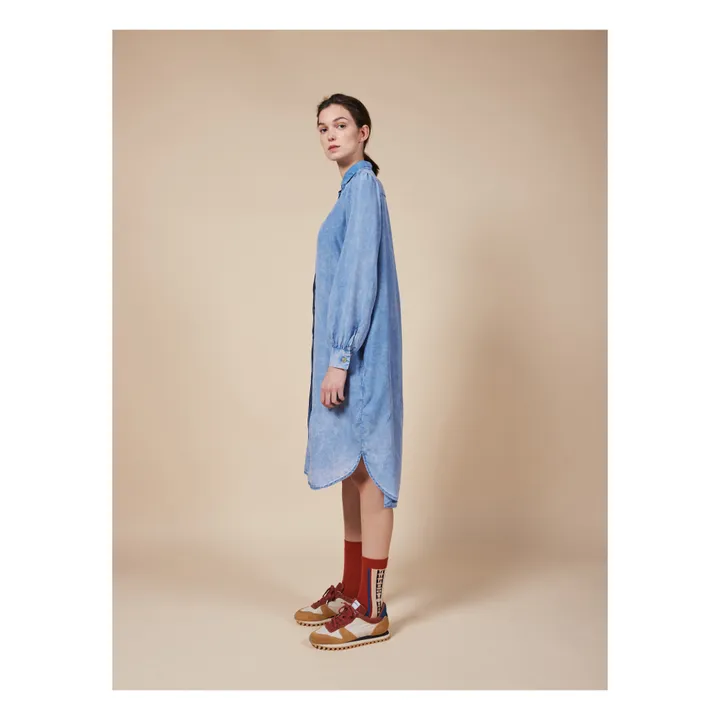 Kleid Hemd Midi Columns | Blau- Produktbild Nr. 3