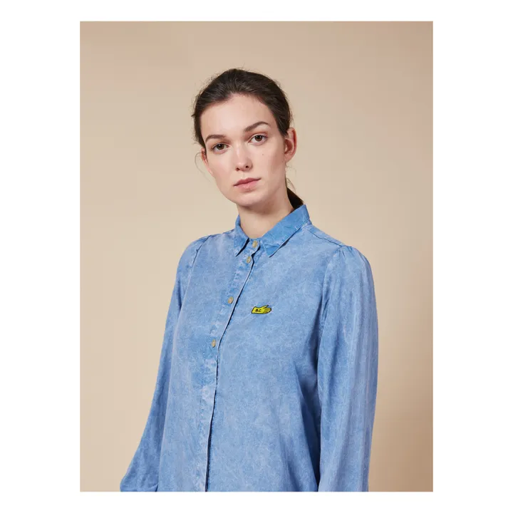 Kleid Hemd Midi Columns | Blau- Produktbild Nr. 4