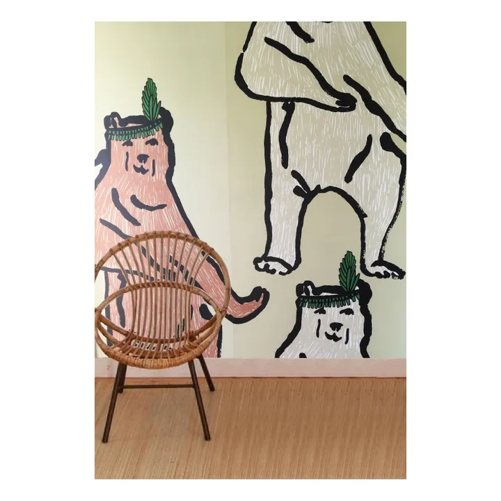 Bear Wallpaper Fresco - 3 rolls - 306x280cm | Beige- Product image n°2