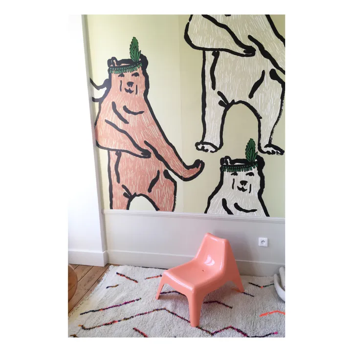 Bear Wallpaper Fresco - 3 rolls - 306x280cm | Beige- Product image n°0