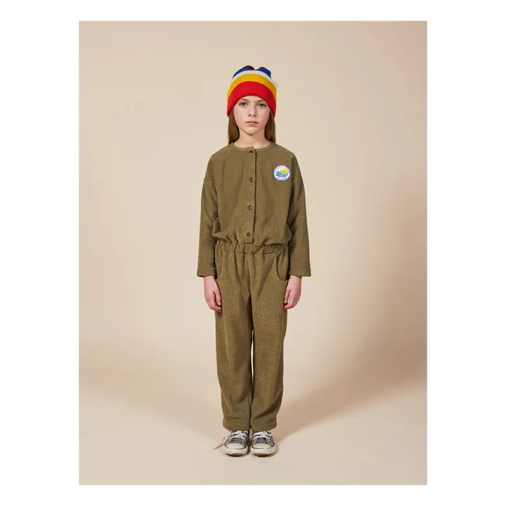 Patch Terry Cloth Playsuit | Khaki- Product image n°1