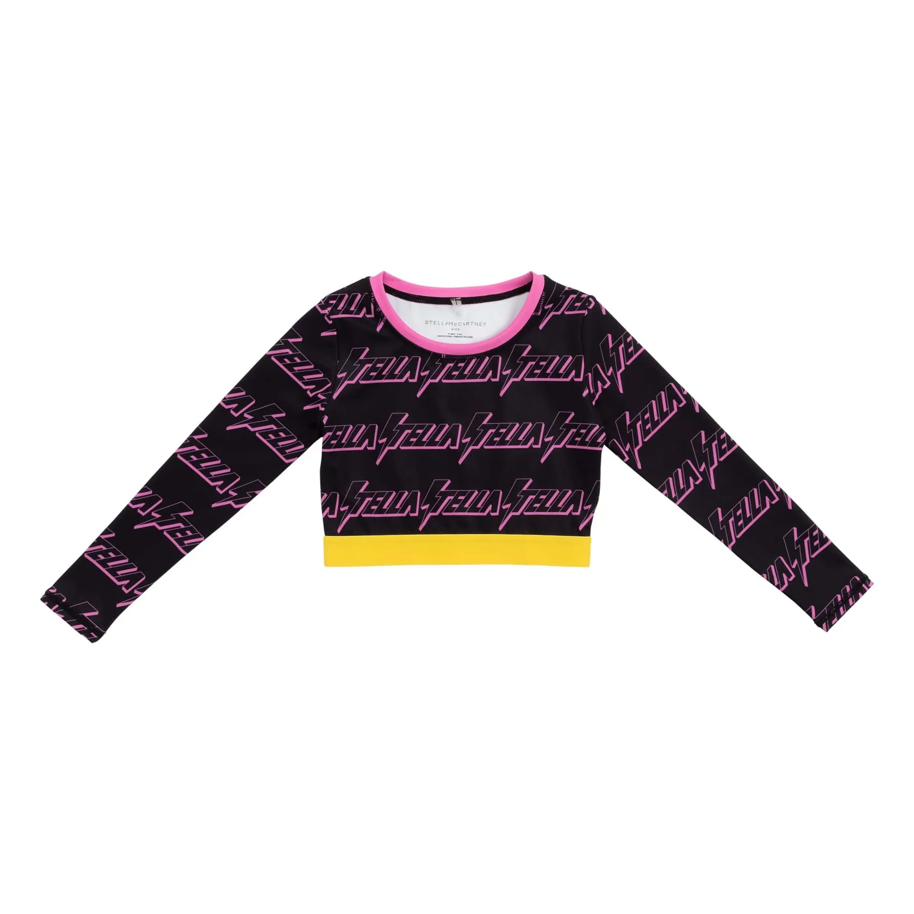 Stella Mccartney Kids Black Cropped T-Shirt, Recycled Nylon - Sport Collection