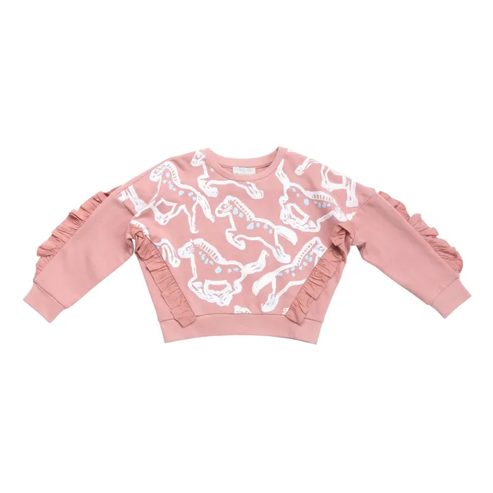 Sweatshirt aus Bio-Baumwolle Pferd | Rosa- Produktbild Nr. 0