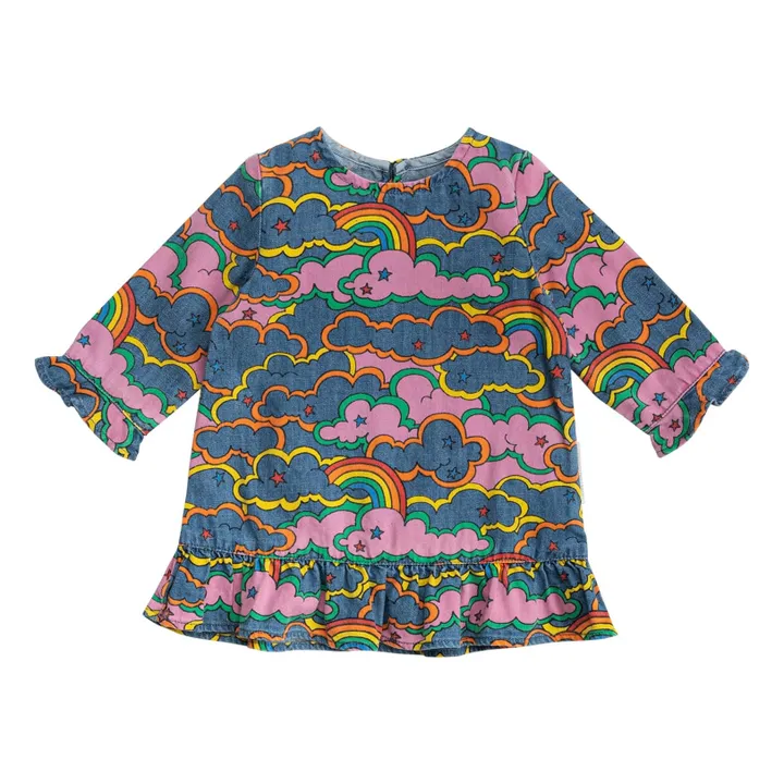 Rainbow Chambray Baby Dress | Denim blue- Product image n°0