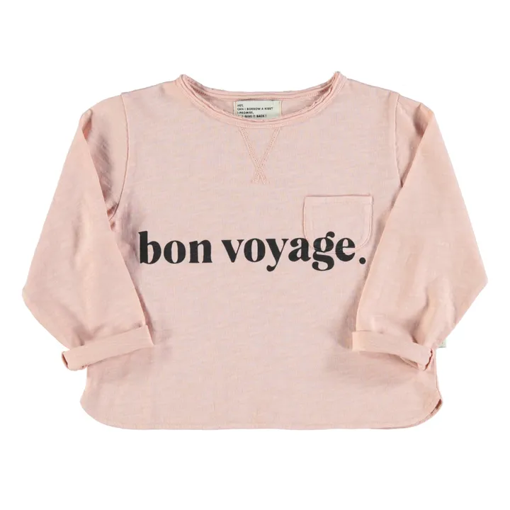 T-shirt Bon Voyage in cotone bio | Rosa incarnato- Immagine del prodotto n°0