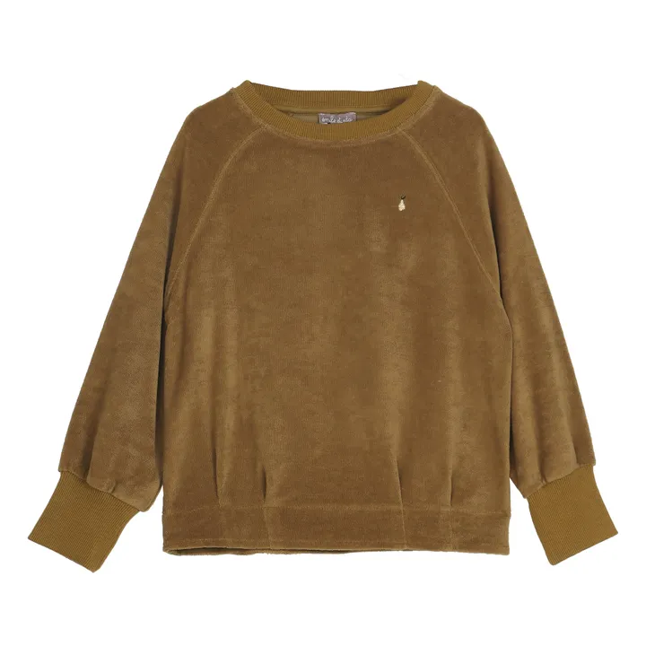 Samt-Sweatshirt | Kamelbraun- Produktbild Nr. 0