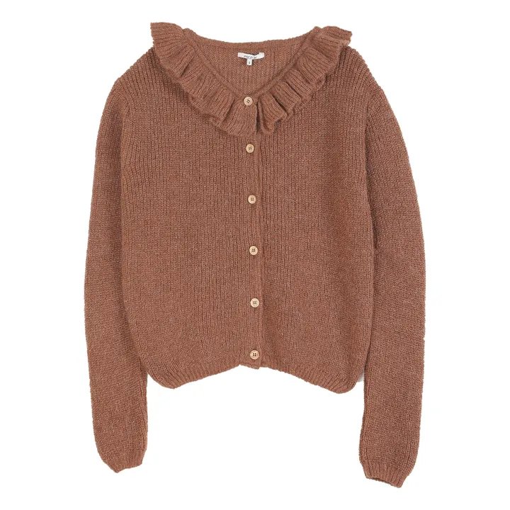 Alpaca Collarette Cardigan -Women's Collection | Brown- Product image n°0