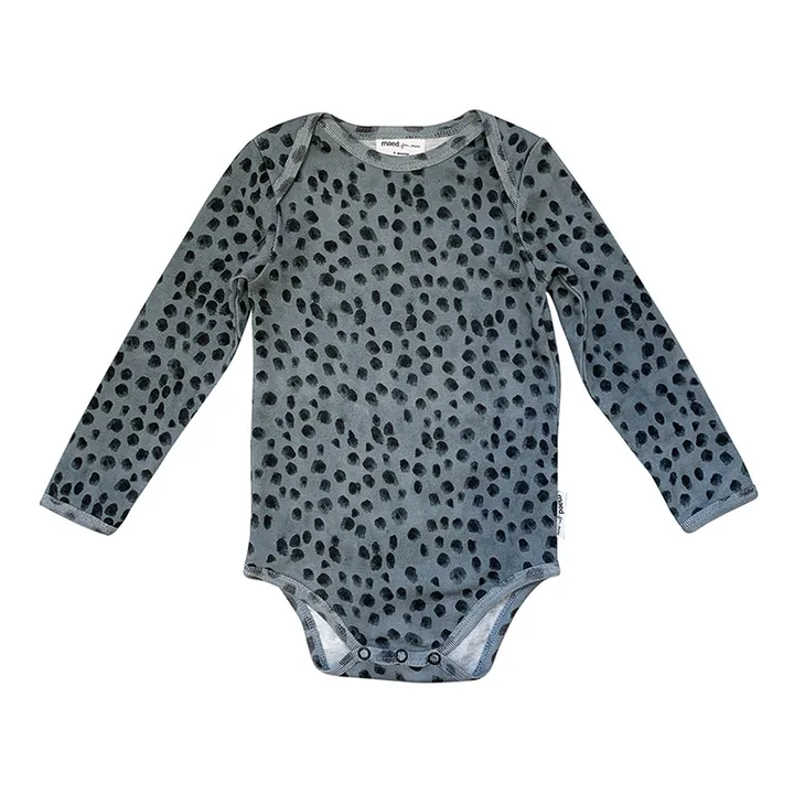 Body Lazy Leopard Coton Bio | Bleu gris- Image produit n°0