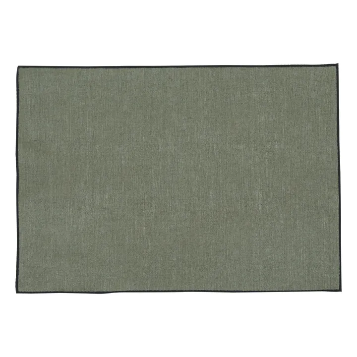 Set de table Borgo en lin enduit | Vert kaki- Image produit n°0