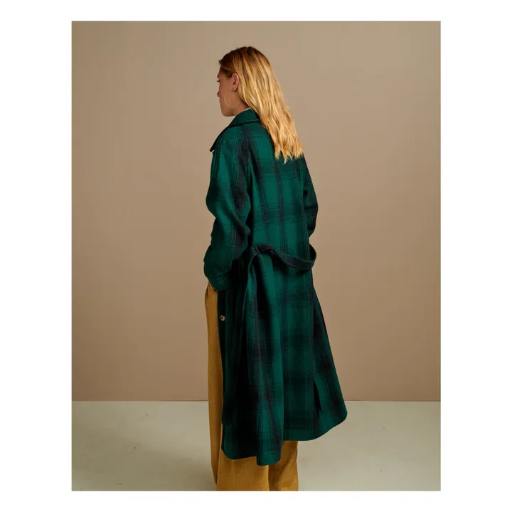 Abrigo Vermont de lana a cuadros - Colección mujer  | Verde Oscuro- Imagen del producto n°3