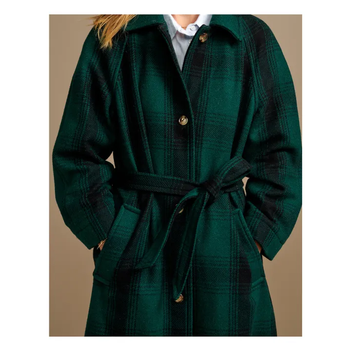 Abrigo Vermont de lana a cuadros - Colección mujer  | Verde Oscuro- Imagen del producto n°4