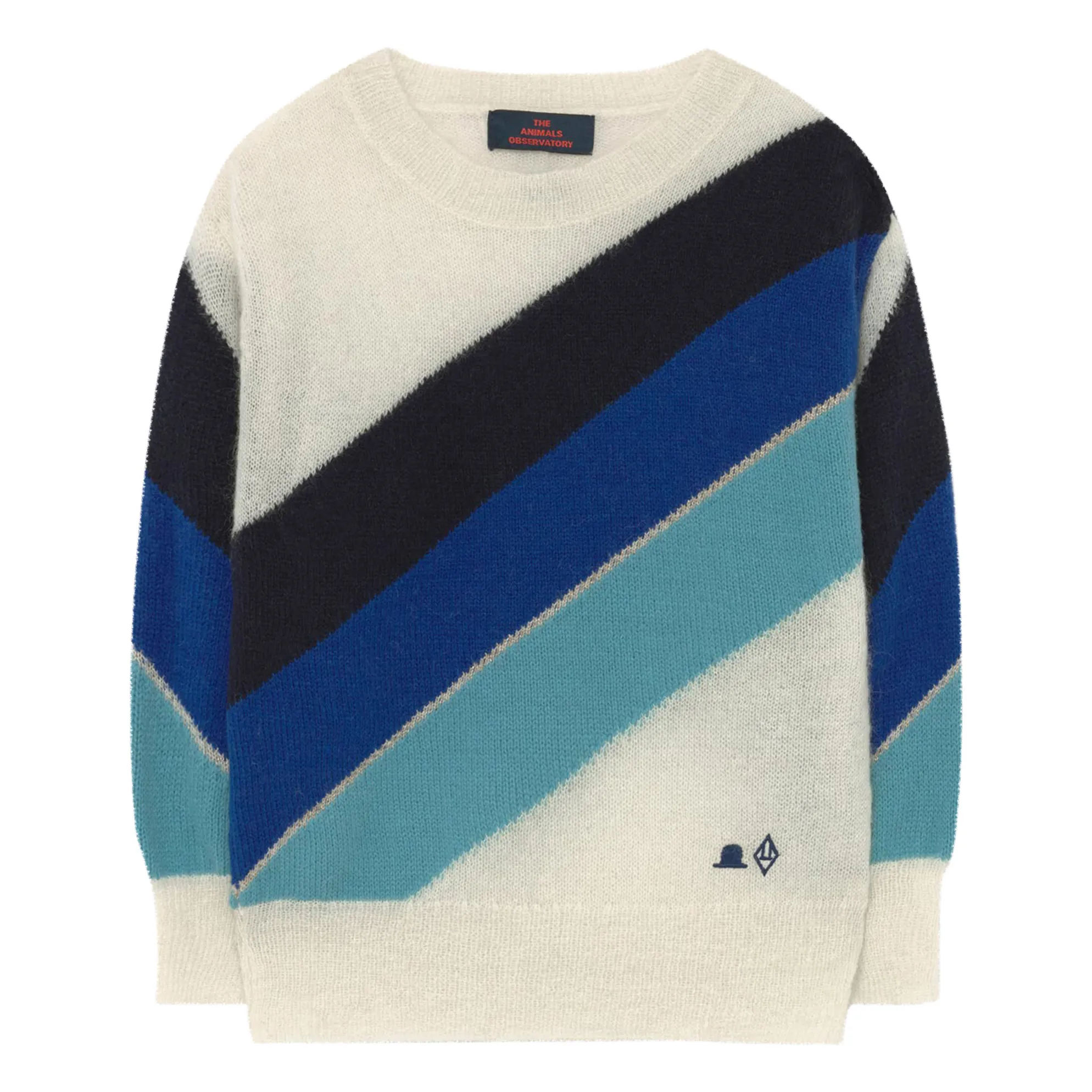 The Animals Observatory Blue Mohair And Alpaca Wool Striped Sweater