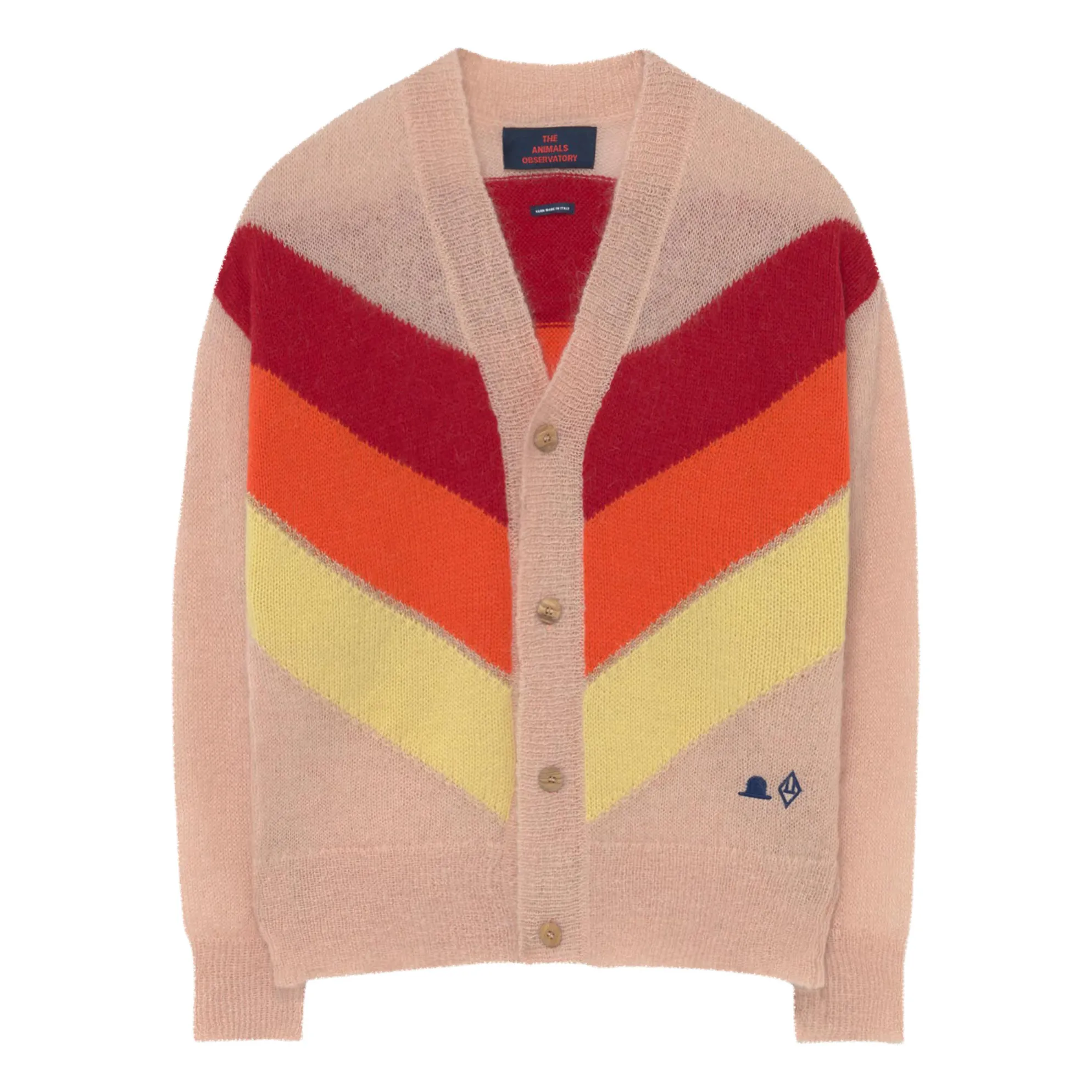 The Animals Observatory Pink Mohair And Alpaca Wool Striped Cardigan