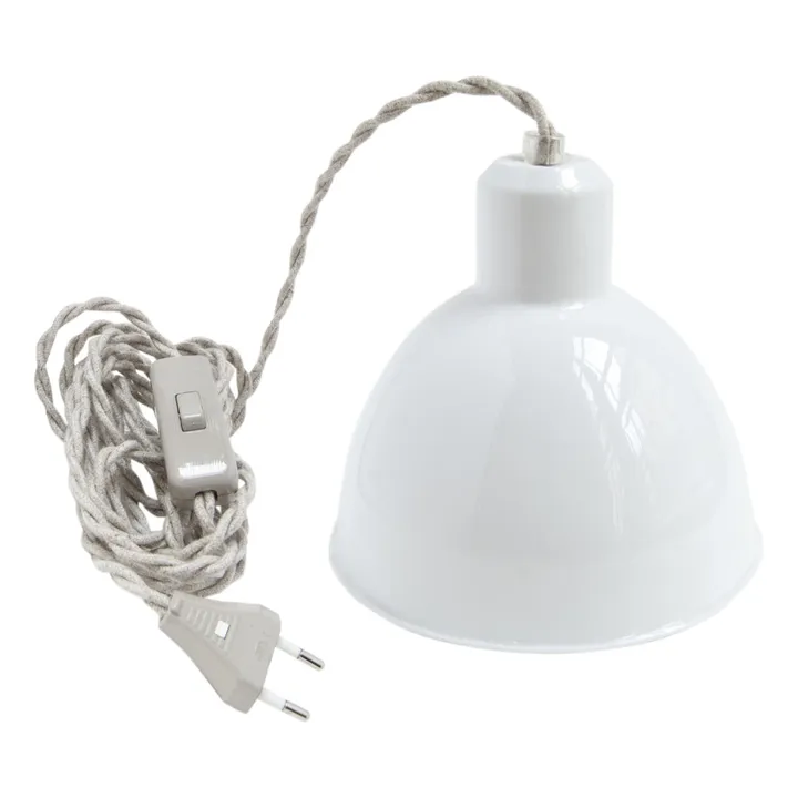 Lampada portatile smaltata Paulette in porcellana | Bianco- Immagine del prodotto n°0