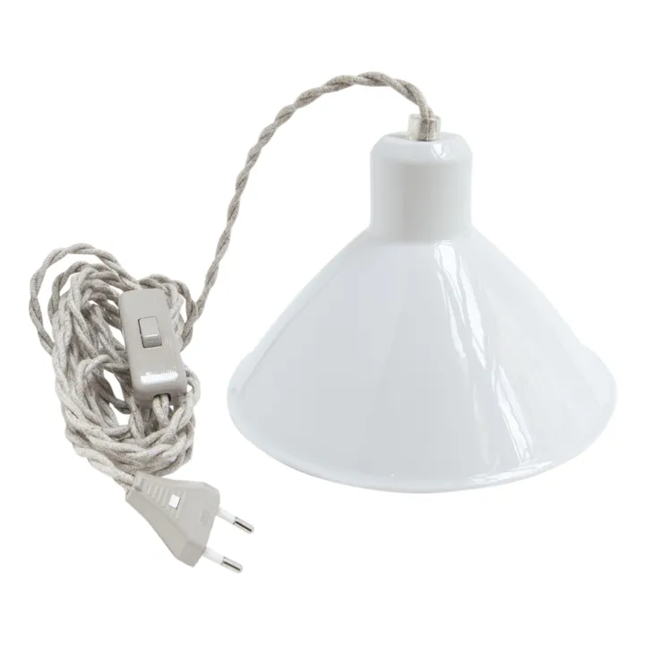 Lampada portatile smaltata Charlie in porcellana | Bianco- Immagine del prodotto n°0