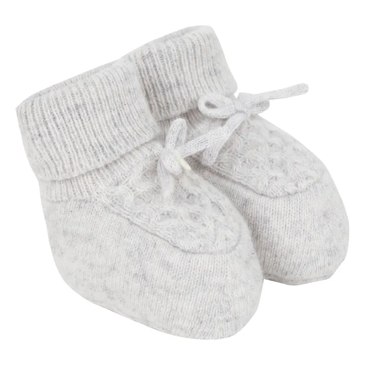Braided Cashmere Cotton Booties | Heather grey- Product image n°0