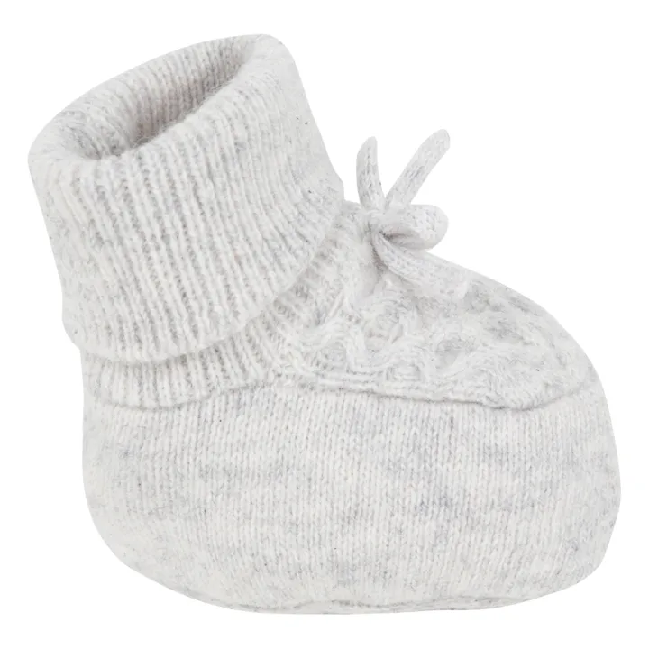 Braided Cashmere Cotton Booties | Heather grey- Product image n°1