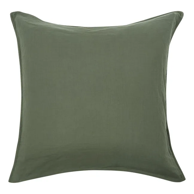 Funda de almohada Dili de velo de algodón | Verde Kaki
