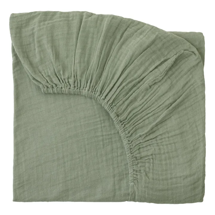 Organic Cotton Fitted Sheet | Sage Green S049- Product image n°0